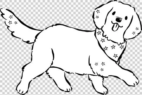 Cute Back to School Dog Outline Golden Retriever With Star Bandana Cartoon .. Stock Illustration