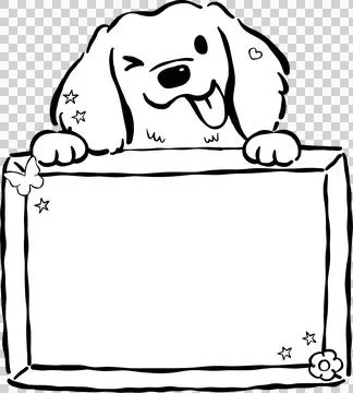 Cute Back to School Dog Outline Golden Retriever Holding a Blank Blackboard.. Stock Illustration