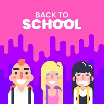 Cute Back To School Flat Design Characters Illustration
