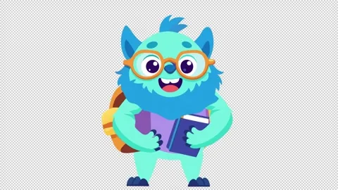Cute Back to School Monster Mascot Stock Footage 343702735