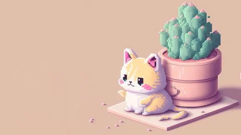Cute background with copy space pixel art style Stock Illustration