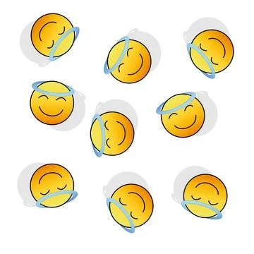 The cute background design is filled with happy smiley stickers Stock Illustration