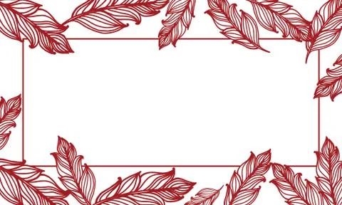 Cute background with feathers. Vector card design with border in bohemian style Stock Illustration