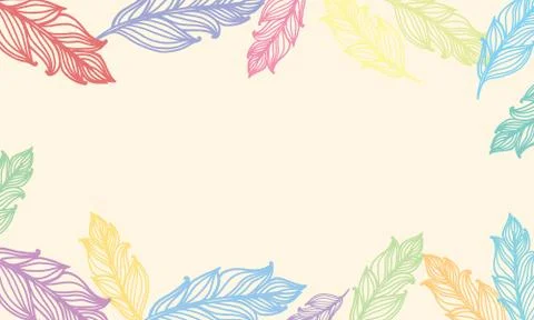 Cute background with feathers. Vector card design with border in bohemian style Illustrazione stock