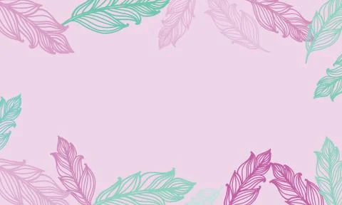 Cute background with feathers. Vector card design with border in bohemian style Stock Illustration