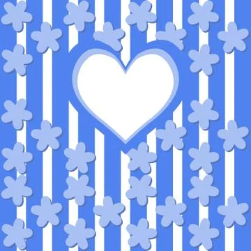 Cute background with flax flower decor and big heart (eps) Stock Illustration