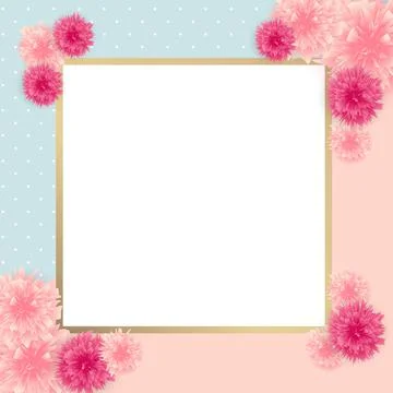 Cute Background with Frame and Flowers Collection Set. Illustration . Square  Stock-Illustration