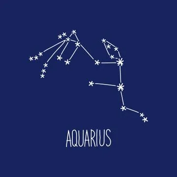 Cute background with schematic hand drawn zodiac constellation of aquarius 库存插图