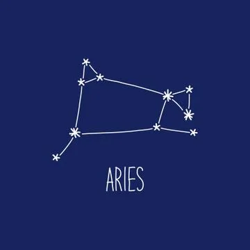 Cute background with schematic hand drawn zodiac constellation of aries 库存插图