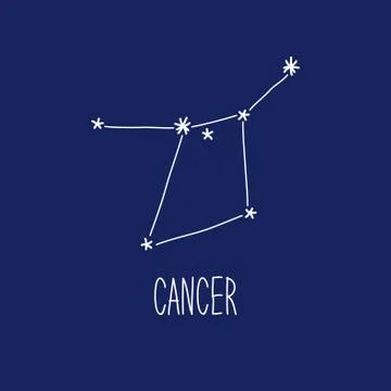 Cute background with schematic hand drawn zodiac constellation of cancer Stock Illustration