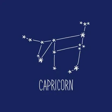 Cute background with schematic hand drawn zodiac constellation of capricorn 库存插图