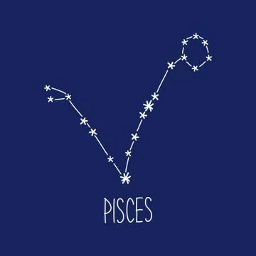Cute background with schematic hand drawn zodiac constellation of pisces Illustrazione stock