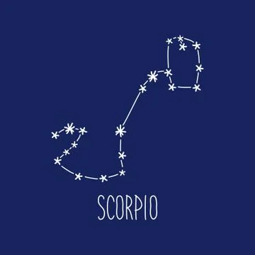 Cute background with schematic hand drawn zodiac constellation of scorpio 库存插图