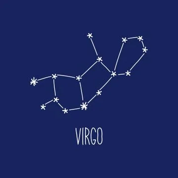 Cute background with schematic hand drawn zodiac constellation of virgo Stock Illustration