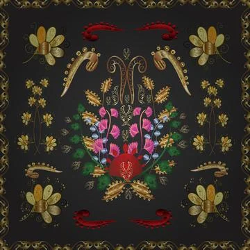 Cute backgrounds. Vector line design. Art Deco Patterns on brown, gray and yello Stock Illustration