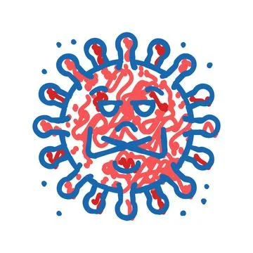 Cute bacteria virus icon doodle illustration Stock Illustration