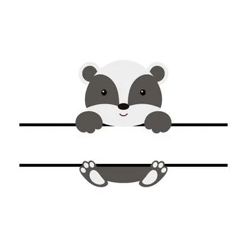 Cute badger split monogram. Funny cartoon character for shirt, scrapbooking,  Stock Illustration