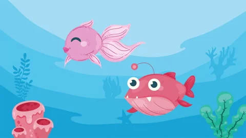 cute ballerina fish sealife animation | Stock Video | Pond5