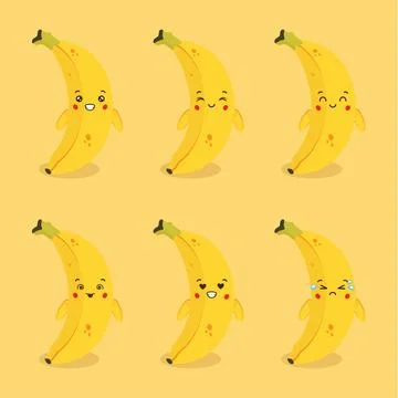 Cute Banana Character with Expression Stock Illustration