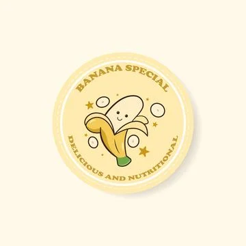 Cute banana label Stock Illustration