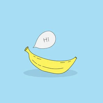 Cute banana with speech bubble message. Hi Greeting logo. 库存插图