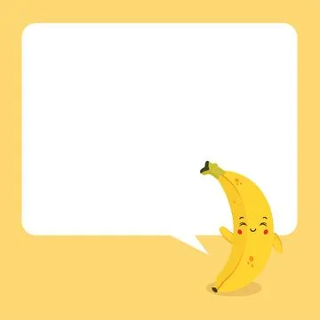 Cute Banana with Speech Bubbles Stock Illustration