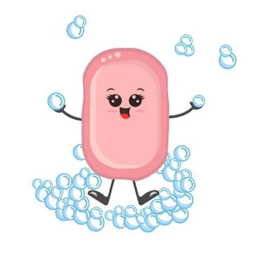 Cute bar soap with foam Stock Illustration