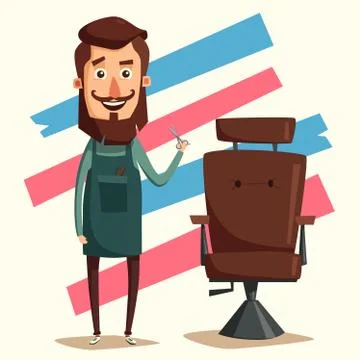 Cute barber character. Cartoon vector illustration イラスト素材