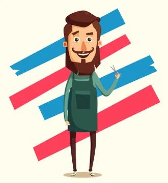 Cute barber character. Cartoon vector illustration Ilustração Stock