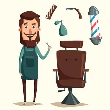 Cute barber character. Cartoon vector illustration イラスト素材