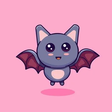 Cute Bat Flying in the Air Vector Illustration Cartoon Design Stock Illustration