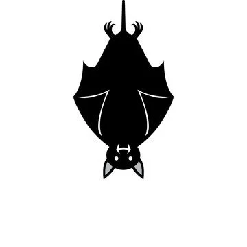 Cute bat hanging upside down a Halloween themed cartoon vector Stock Illustration