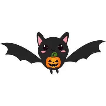 Cute Bat Holding Pumpkin 스톡 일러스트