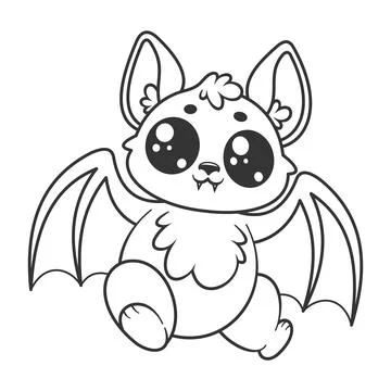 Cute bat jumping, for coloring Stock Illustration