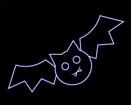 Cute Bat in neon effect in blue color Illustrazione stock