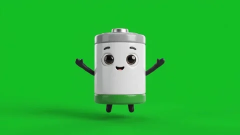 Cute Battery Energy Buddy Stock Footage 345642418