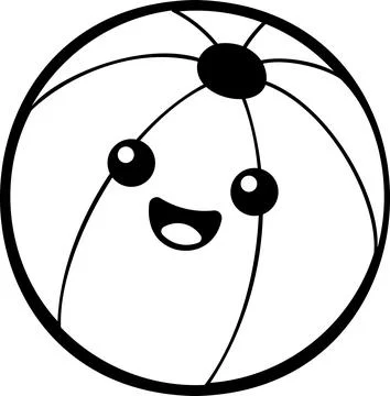 Cute beach ball character coloring page icon Stock Illustration