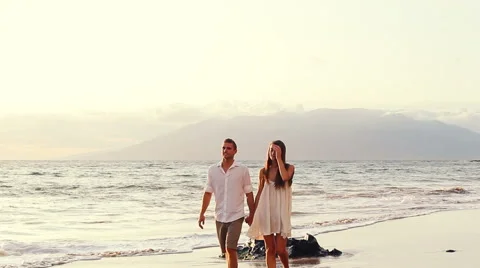 Cute Beach Couple Stock Footage 52553320