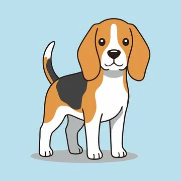 Cute Beagle Dog Standing in Flat Design Vector Illustration Stock Illustration