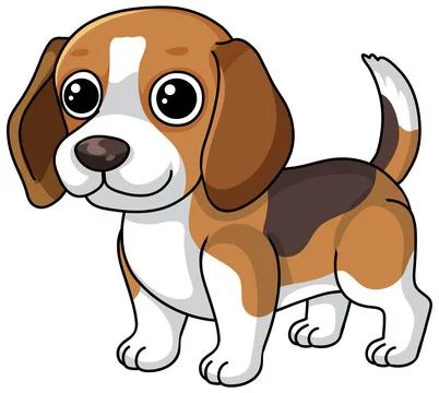 Cute Beagle Puppy Vector Illustration Isolated on White Background Stock Illustration
