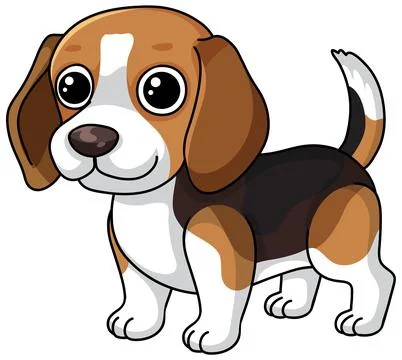 Cute Beagle Puppy Vector Illustration Standing on a White Background Stock Illustration
