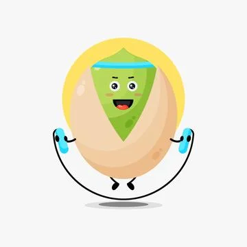 Cute bean character doing jump rope Stock Illustration