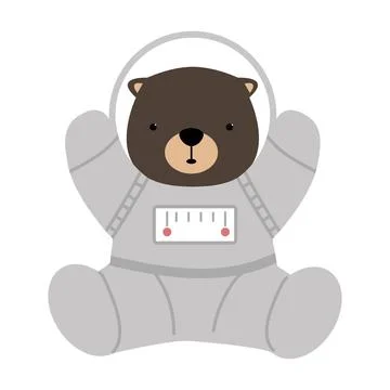 Cute Bear Astronaut Cartoon Vector Illustrazione stock