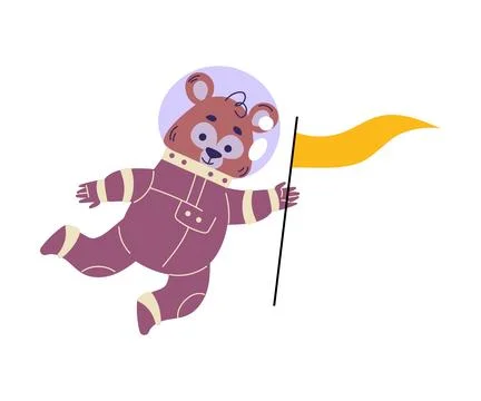 Cute Bear Astronaut Character in Space Suit Vector Illustration Ilustración de archivo