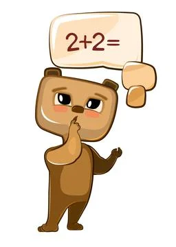 Cute Bear baby is trying to count. Studying numbers and counting. Funny anima Stock Illustration