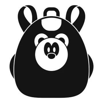 Cute bear backpack icon, simple style Illustrazione stock