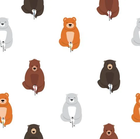 Cute bear on a bicycle seamless pattern Stockillustratie