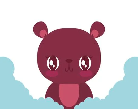 Cute bear cartoon and clouds vector design Stock Illustration