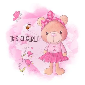 Cute bear cartoon hand drawn vector illustration Stock Illustration