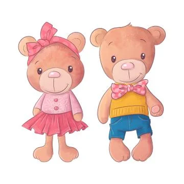 Cute bear cartoon hand drawn vector illustration Stock Illustration
